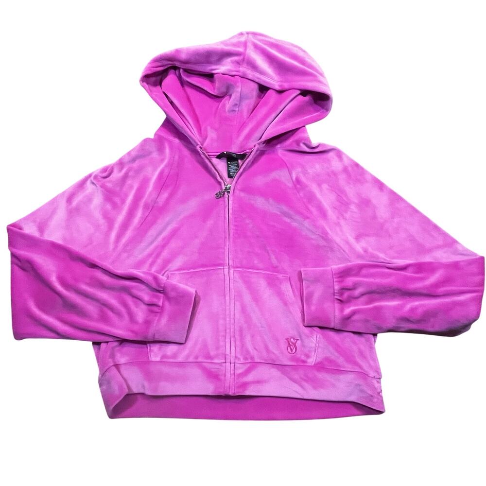 Victoria Secret On Point Velour Hoodie XS Pink Y2K Zip
